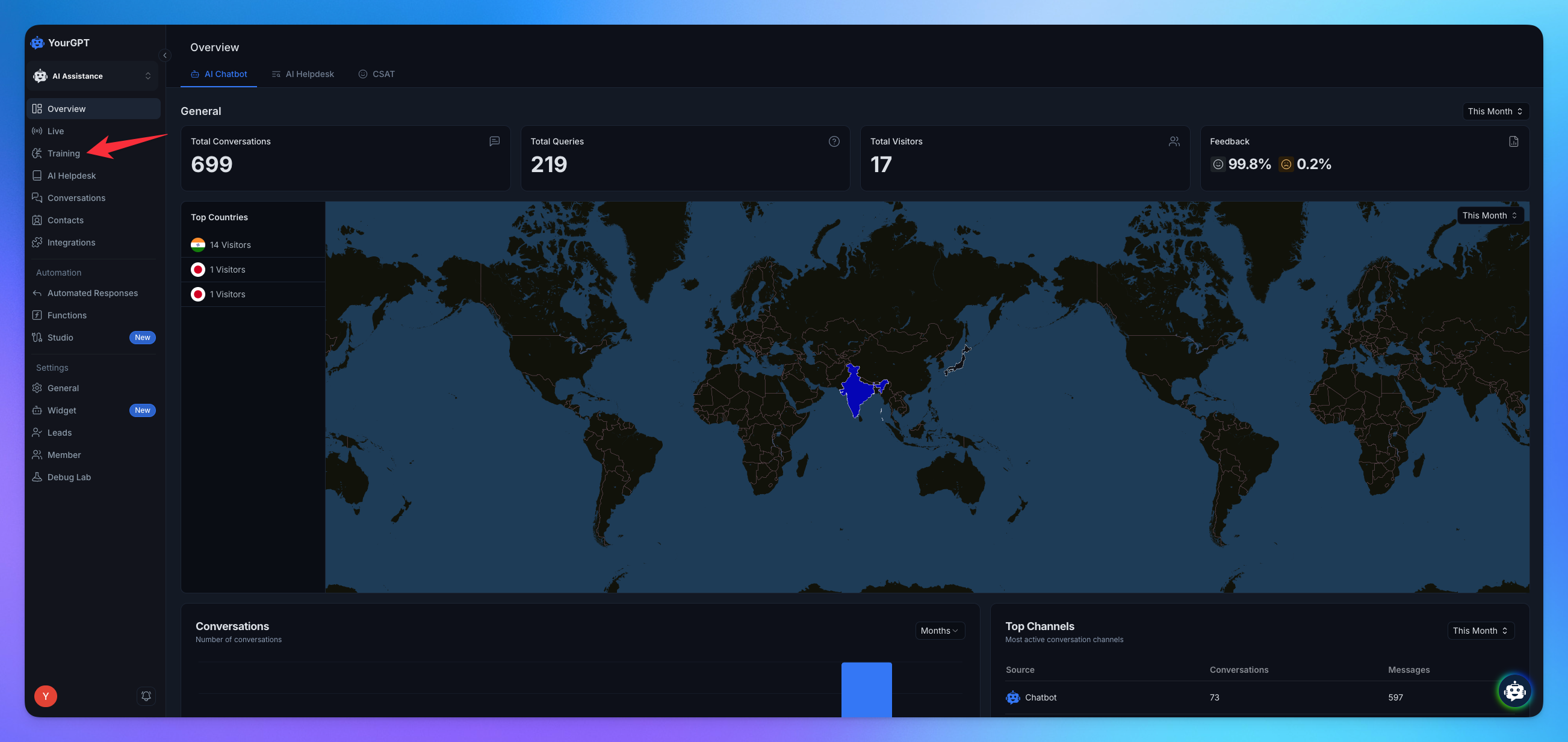 Navigate to training section