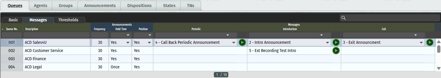 Queue - Messages Settings