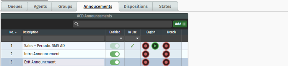 Announcements Settings