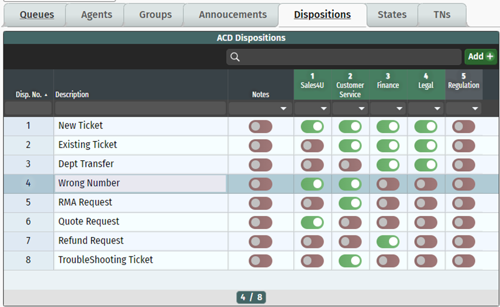 Disposition Settings