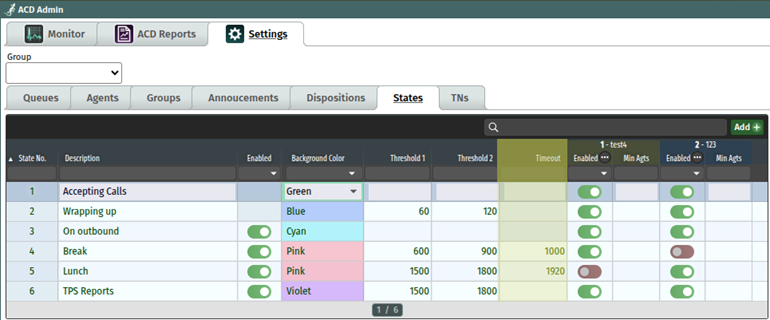 Work States Settings