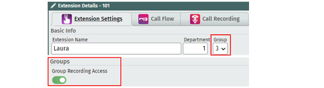 Assigning a Call Group to an Extension