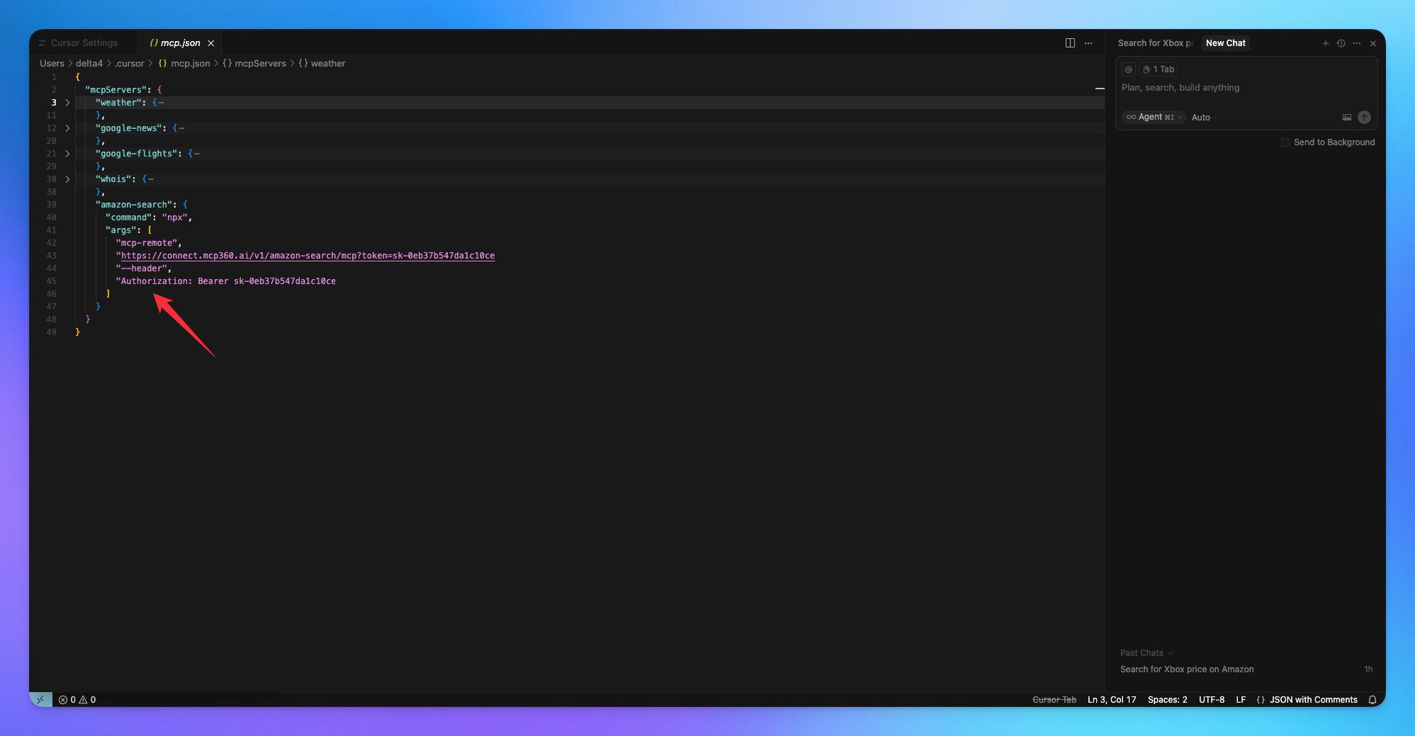 Cursor mcp json file