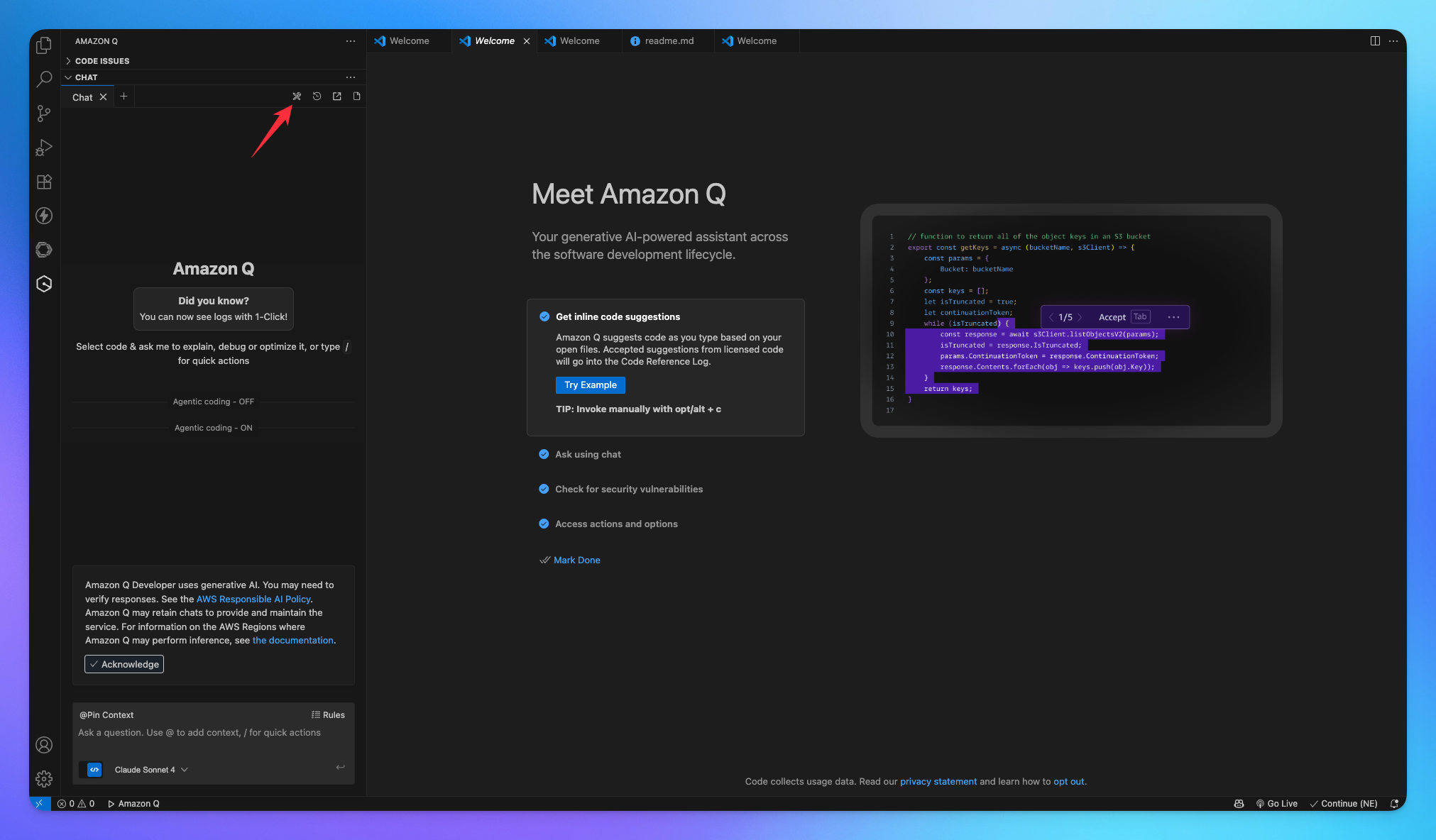 Amazon Q homepage