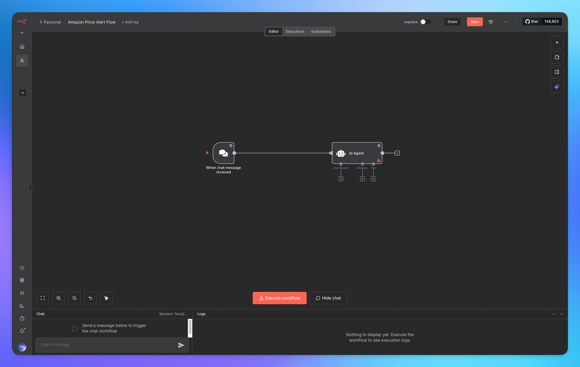 Add Ai agent node