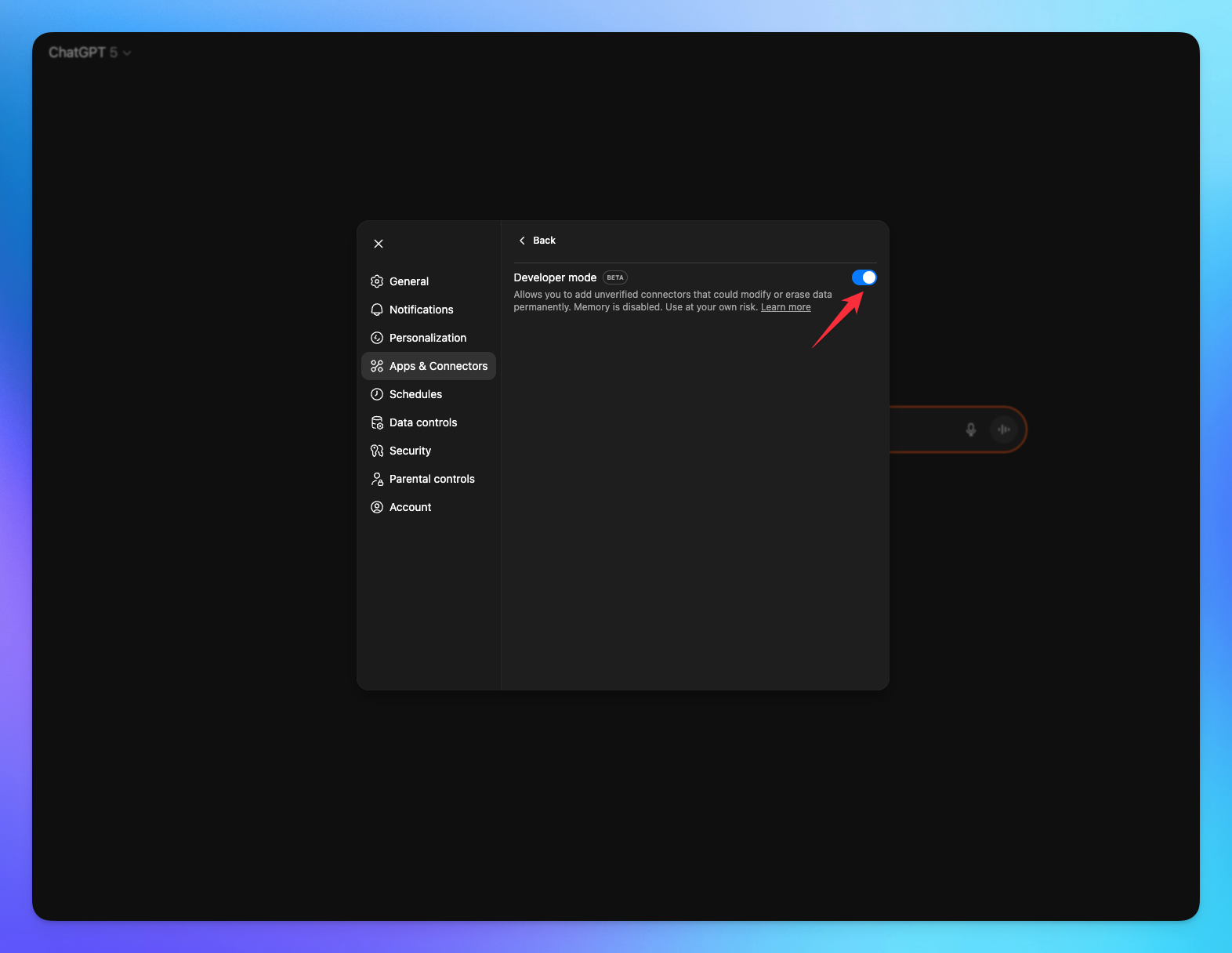 Developer mode page