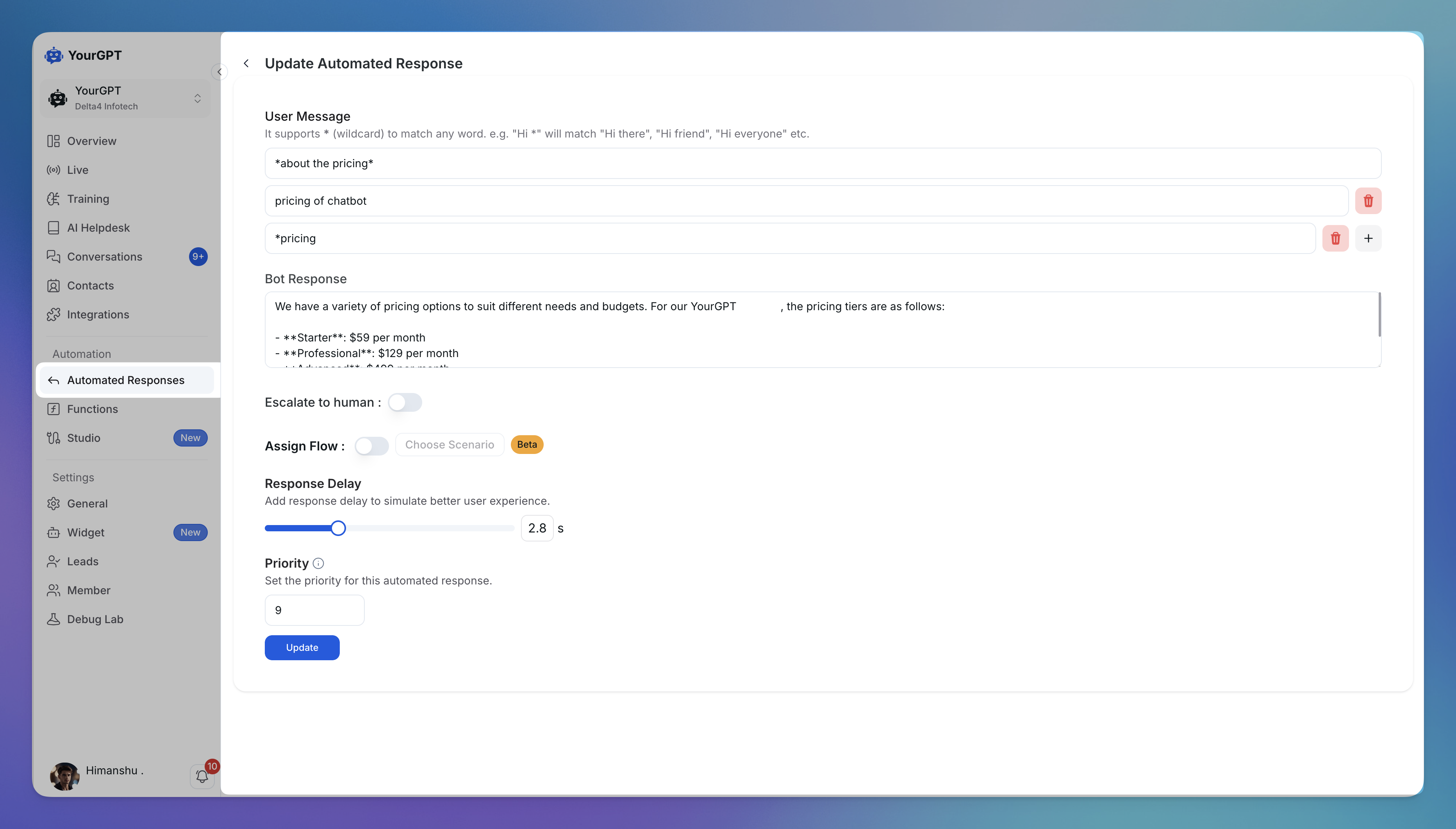 Adding Automated Response