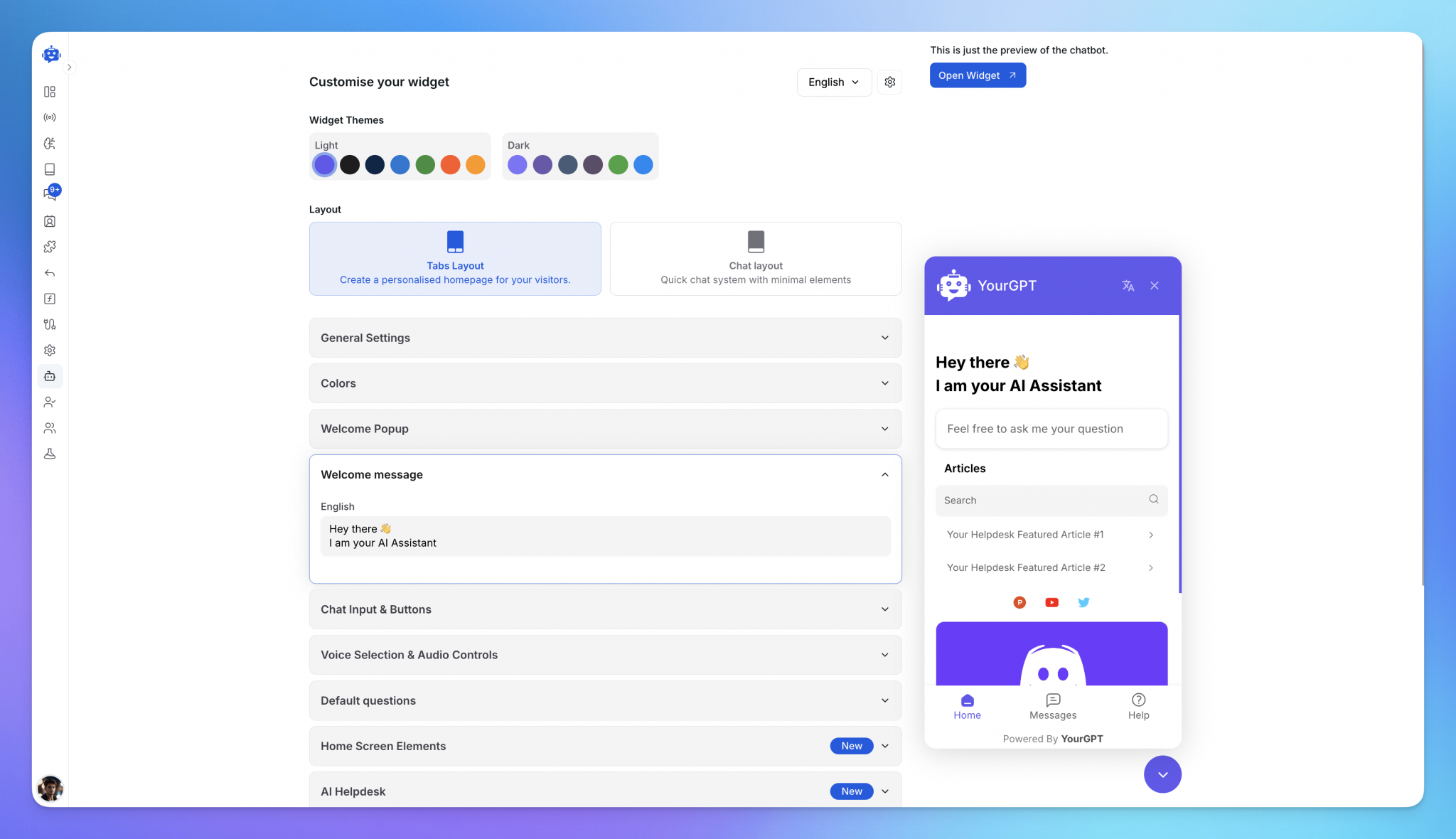 Customisation options YourGPT