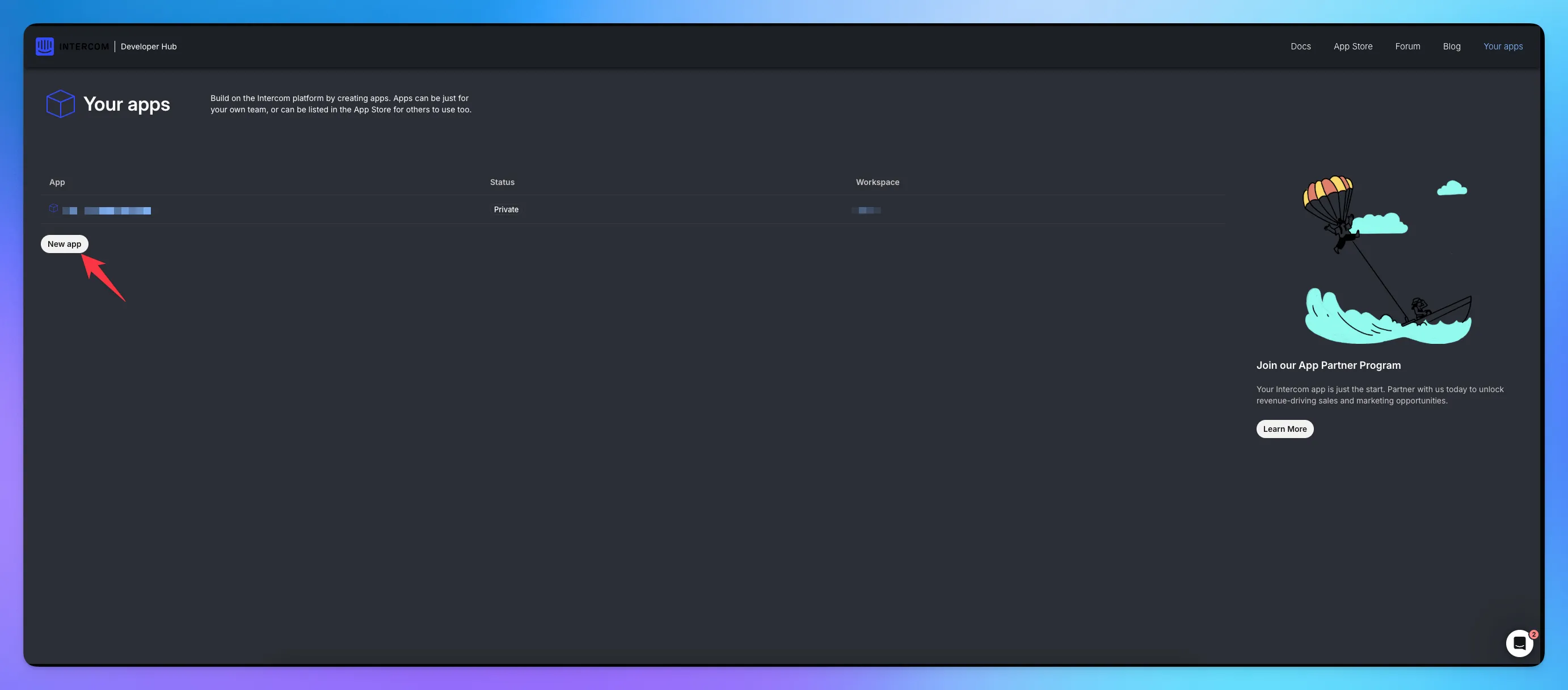 Create new app.