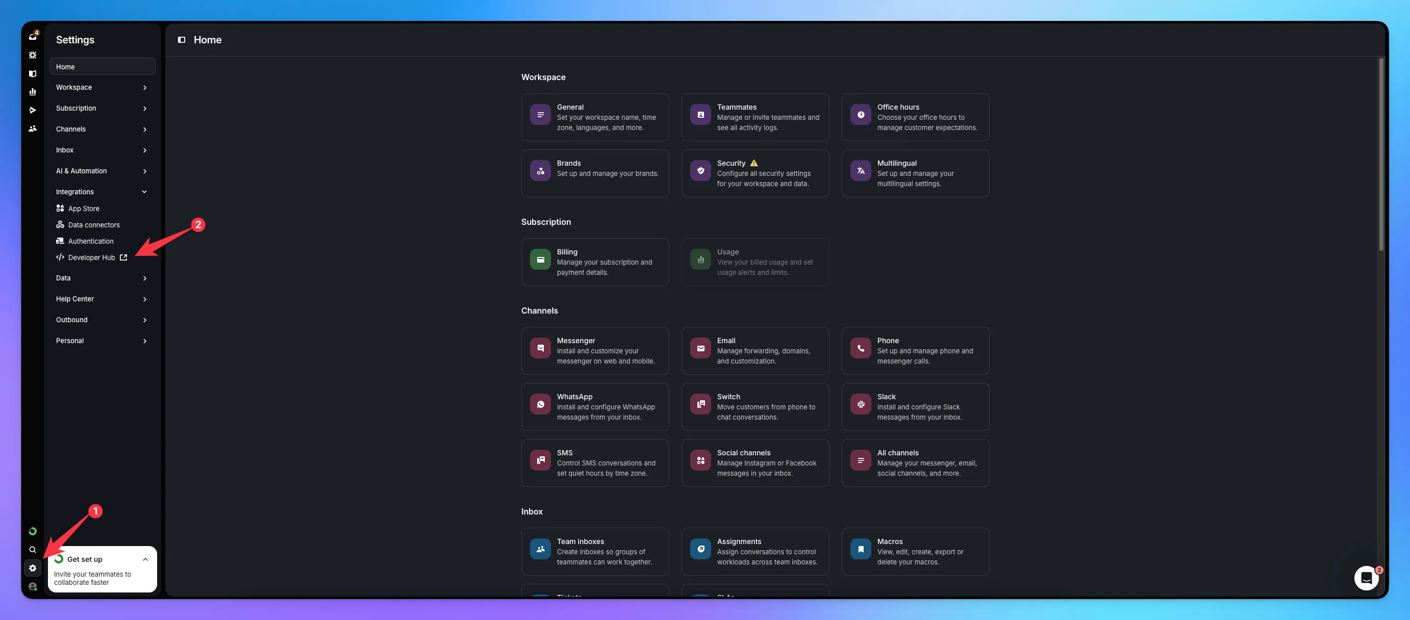 Go to Developer Hub.