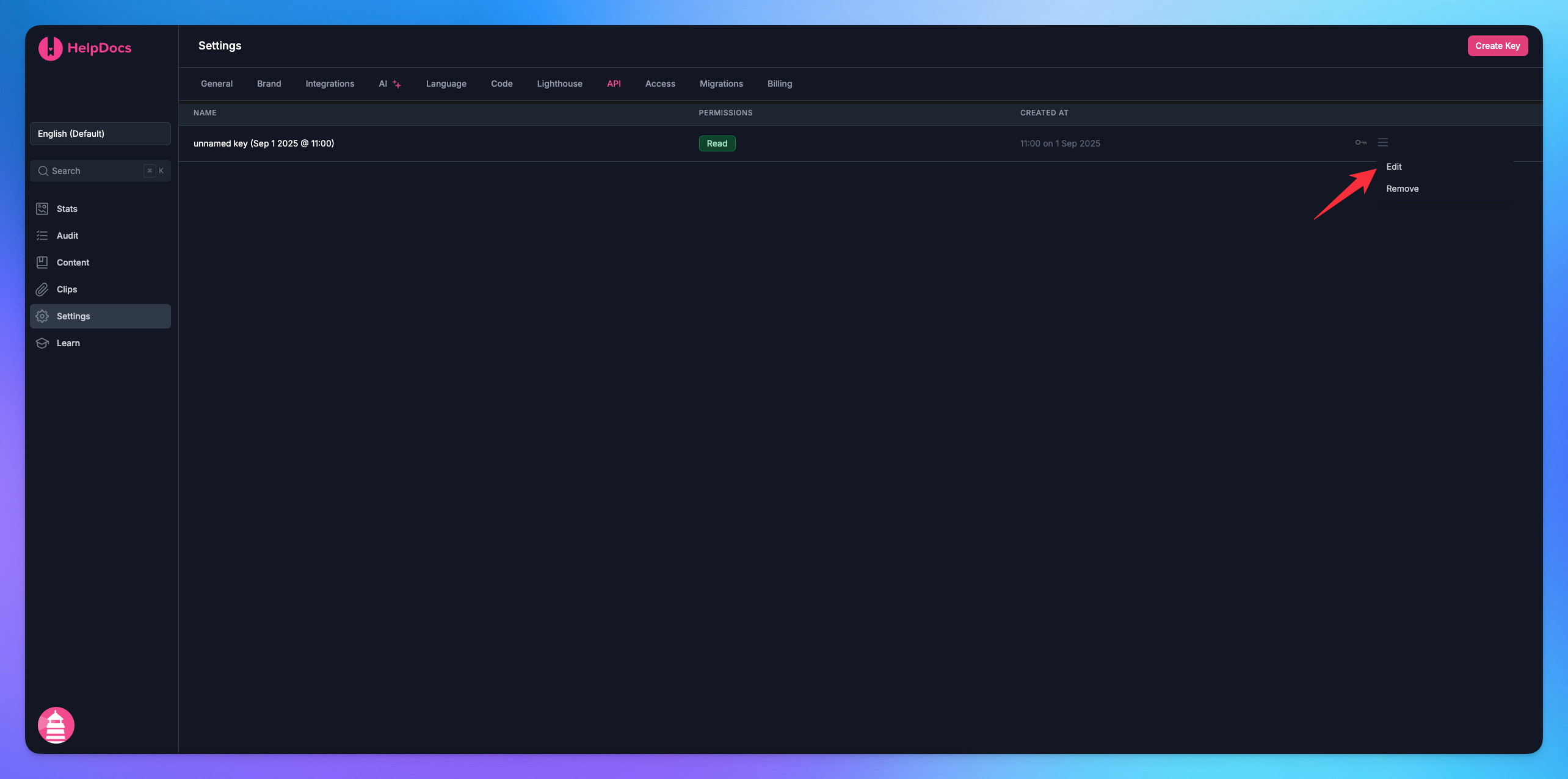 Edit the API