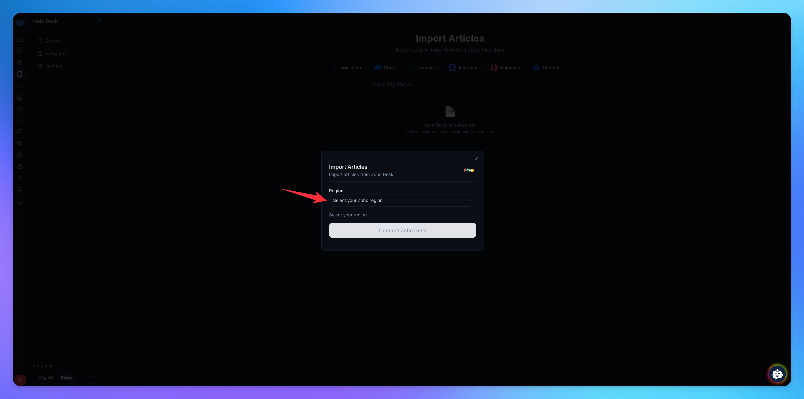 connect your zoho desk