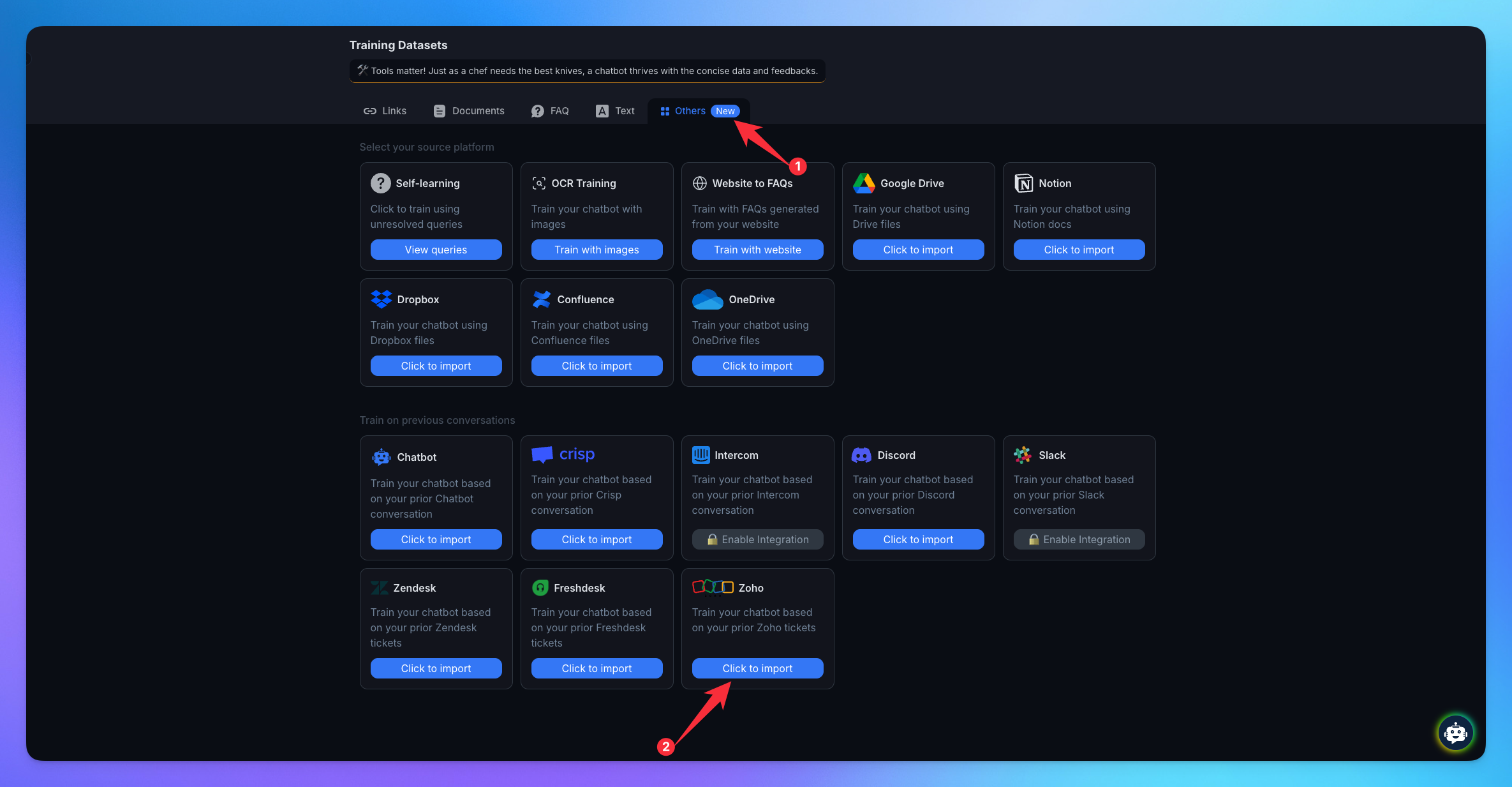 Click on Zoho option