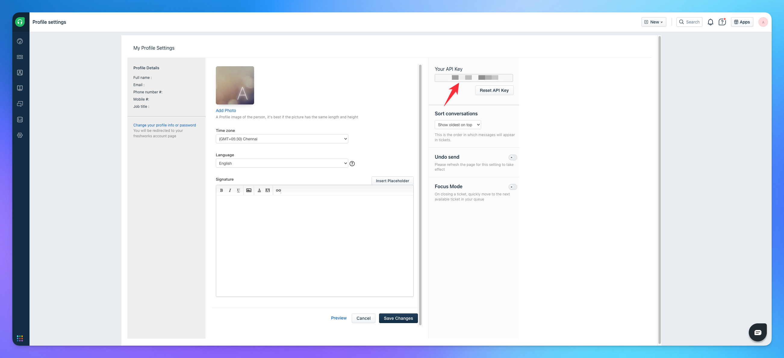 Freshdesk api key