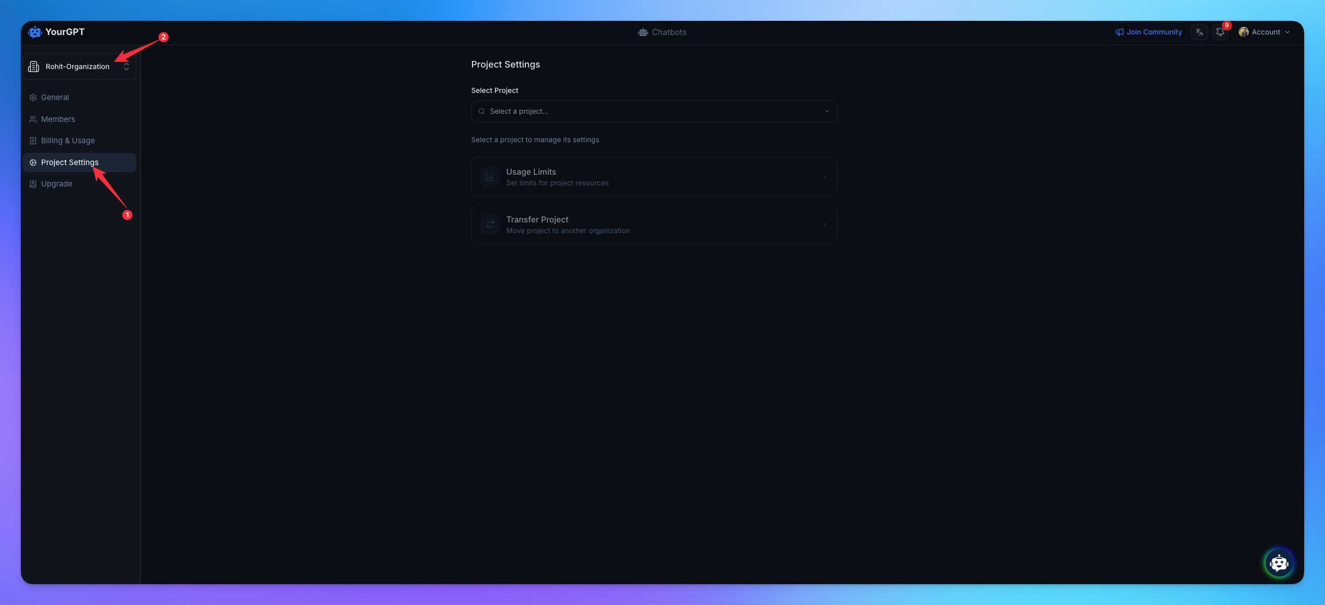 Project limit option
