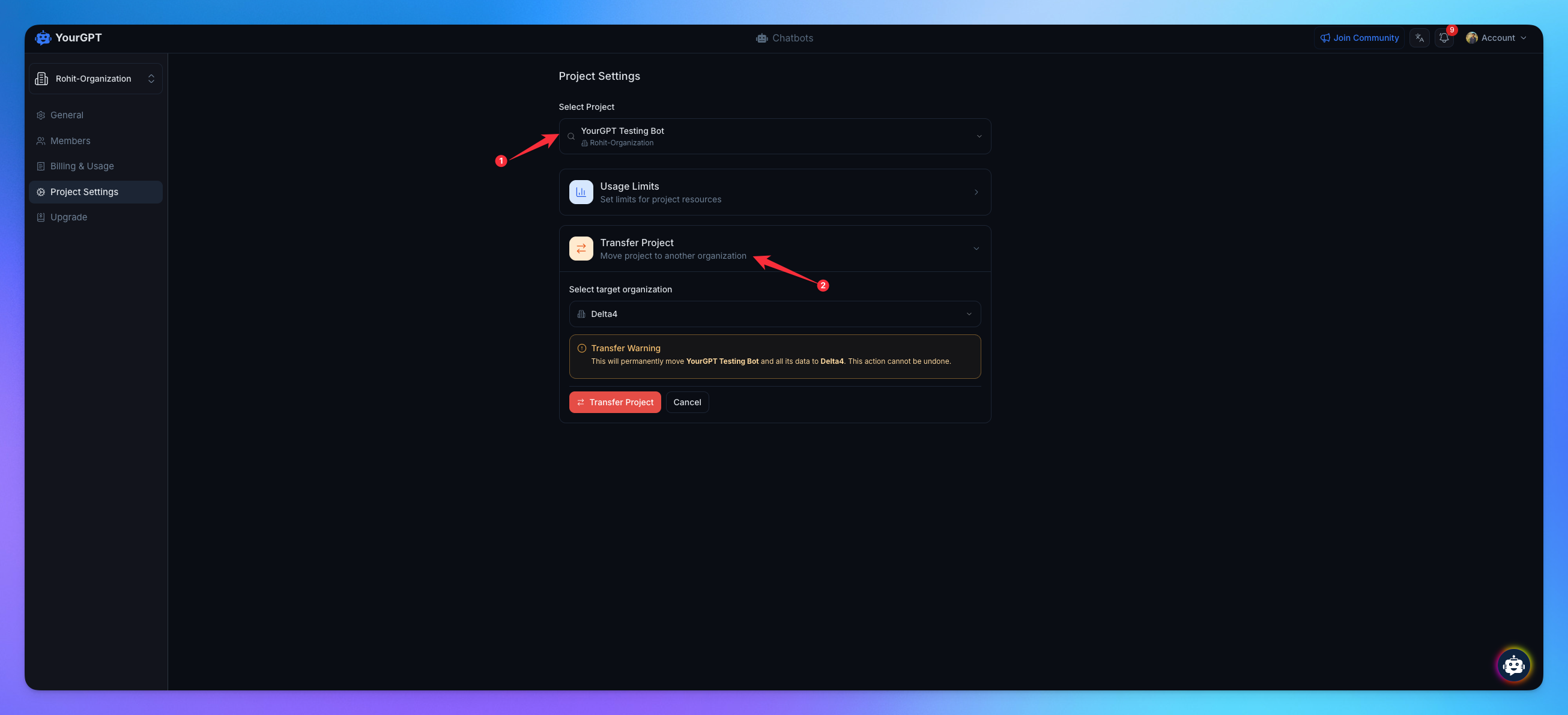 Select project
