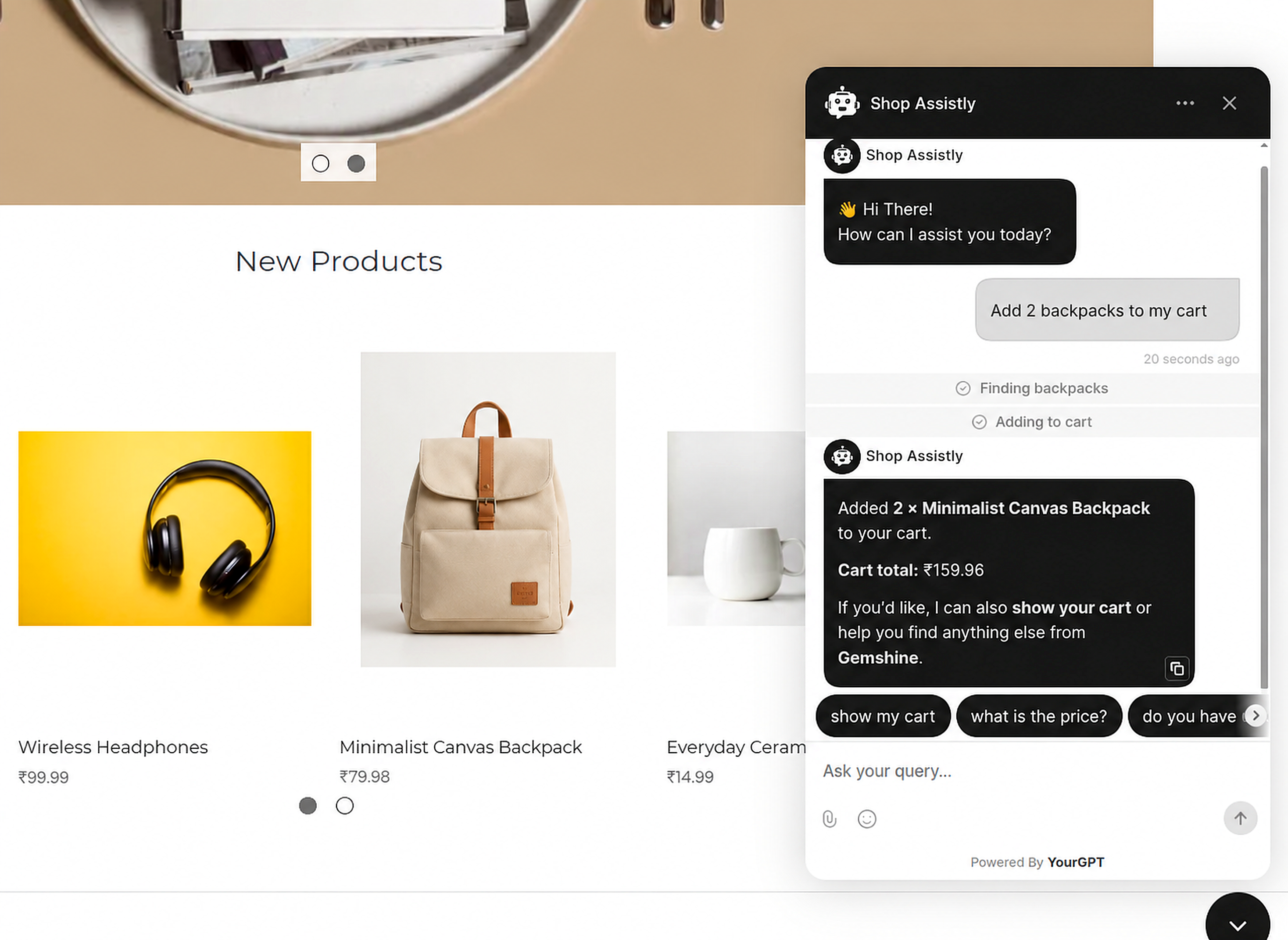 WooCommerce AI Chatbot Add to cart