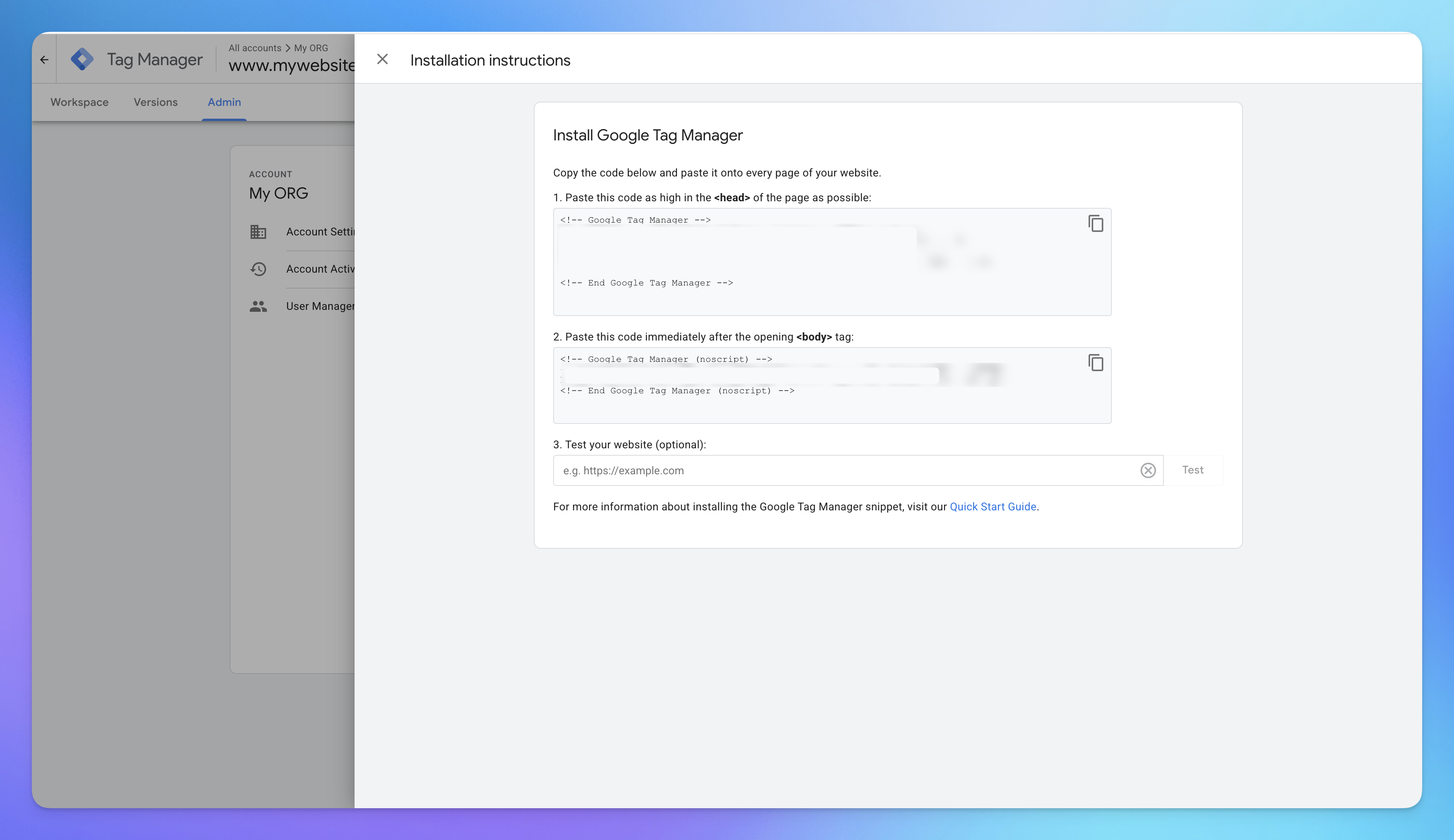 Install Script Tag Manager