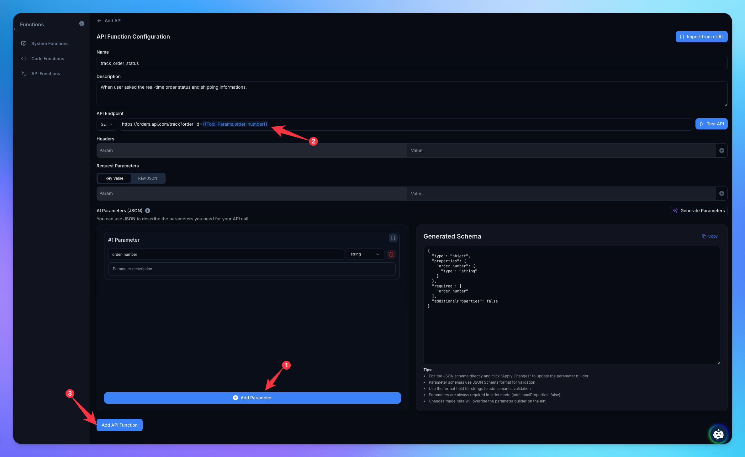 Adding tool params.